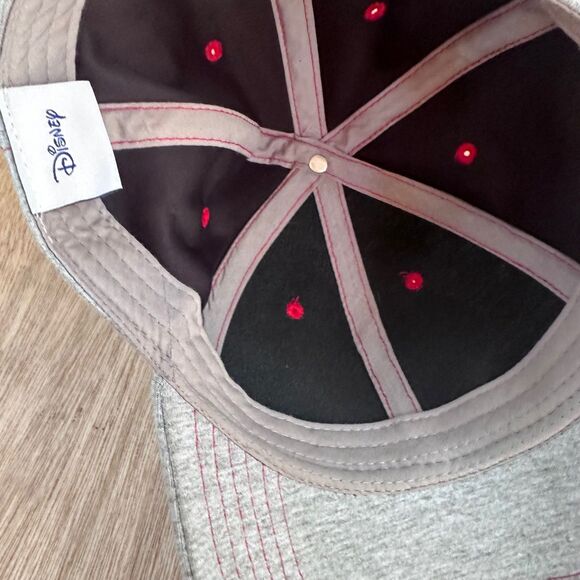 Disney Mickey Mouse Dad Hat Gray Red Stitching Adjustable Baseball Cap - Picture 4 of 4